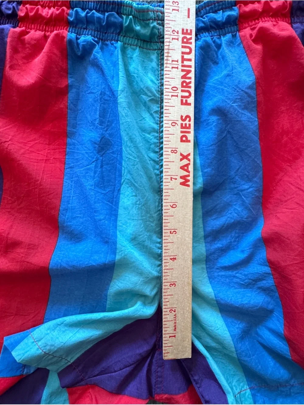 Vintage Pacific Scene Swim Trunks XL 80s 90s Rainbow Stripe Retro Surf Shorts
